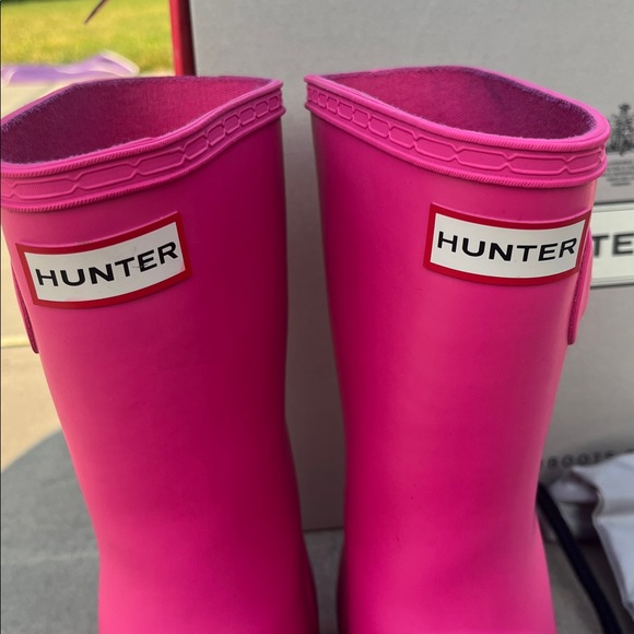 Hunter rain boots Ion matte bright Pink original short 7 silver buckle - Picture 3 of 12